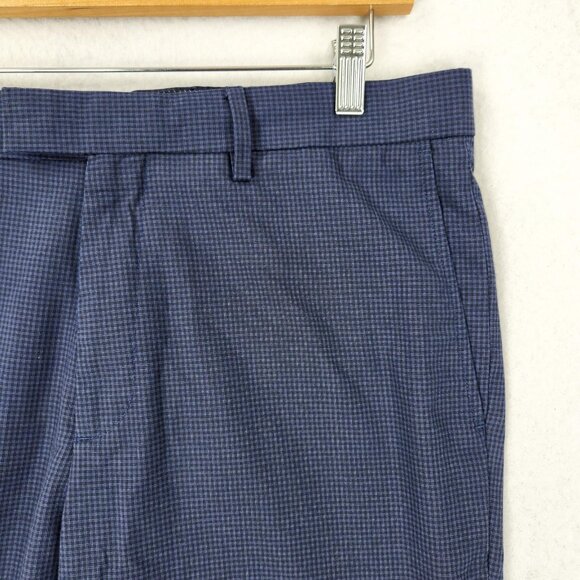 Banana Republic Pants Mens 32x32 Blue Standard Fit Checked Straight Leg Slacks - Picture 2 of 11
